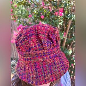 Tweed Hat bucket style split with lacing at back Gorgeous Vibrant colors